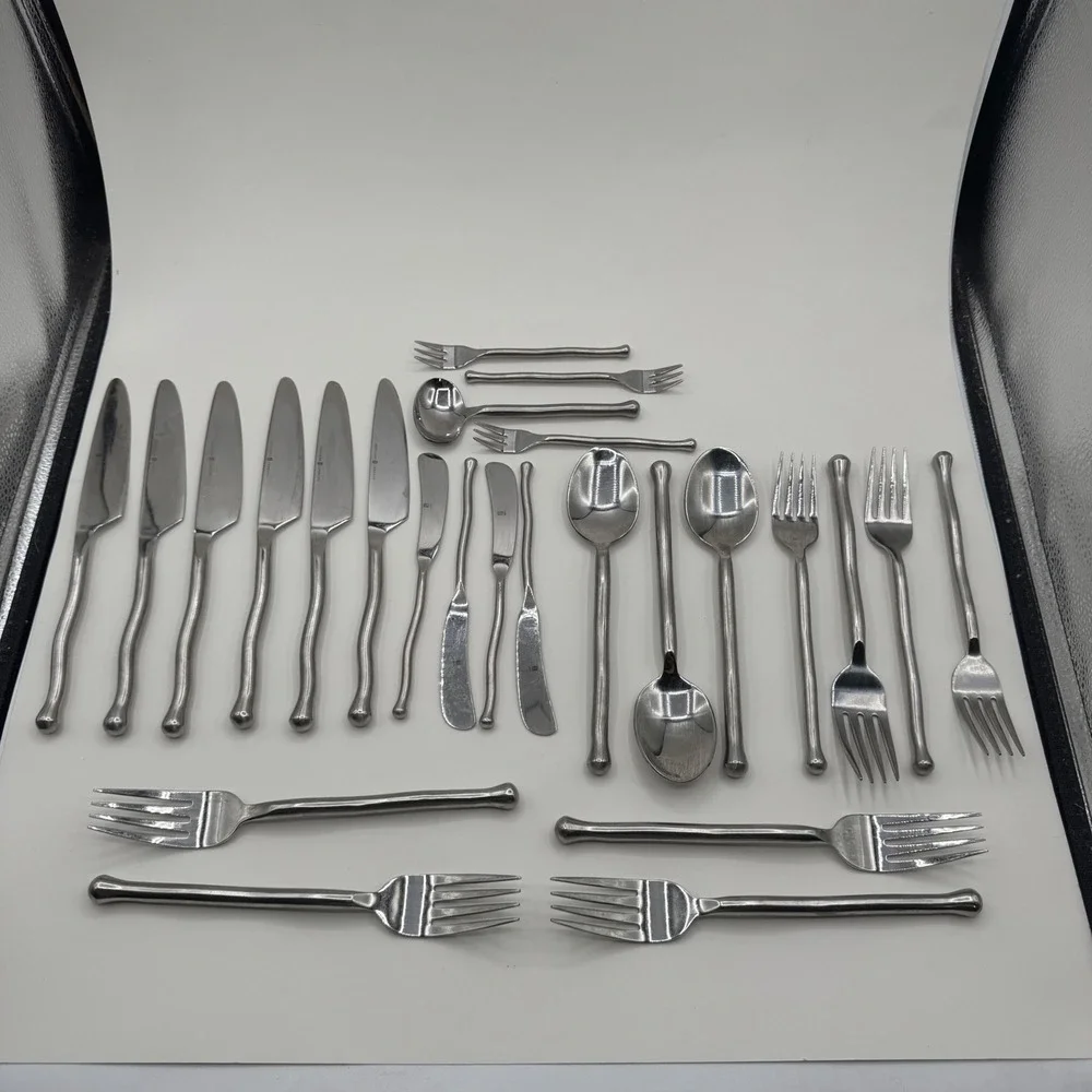 Gourmet Settings Treble Clef 18/10 Stainless Flatware Set 25 Piece Hand Forged